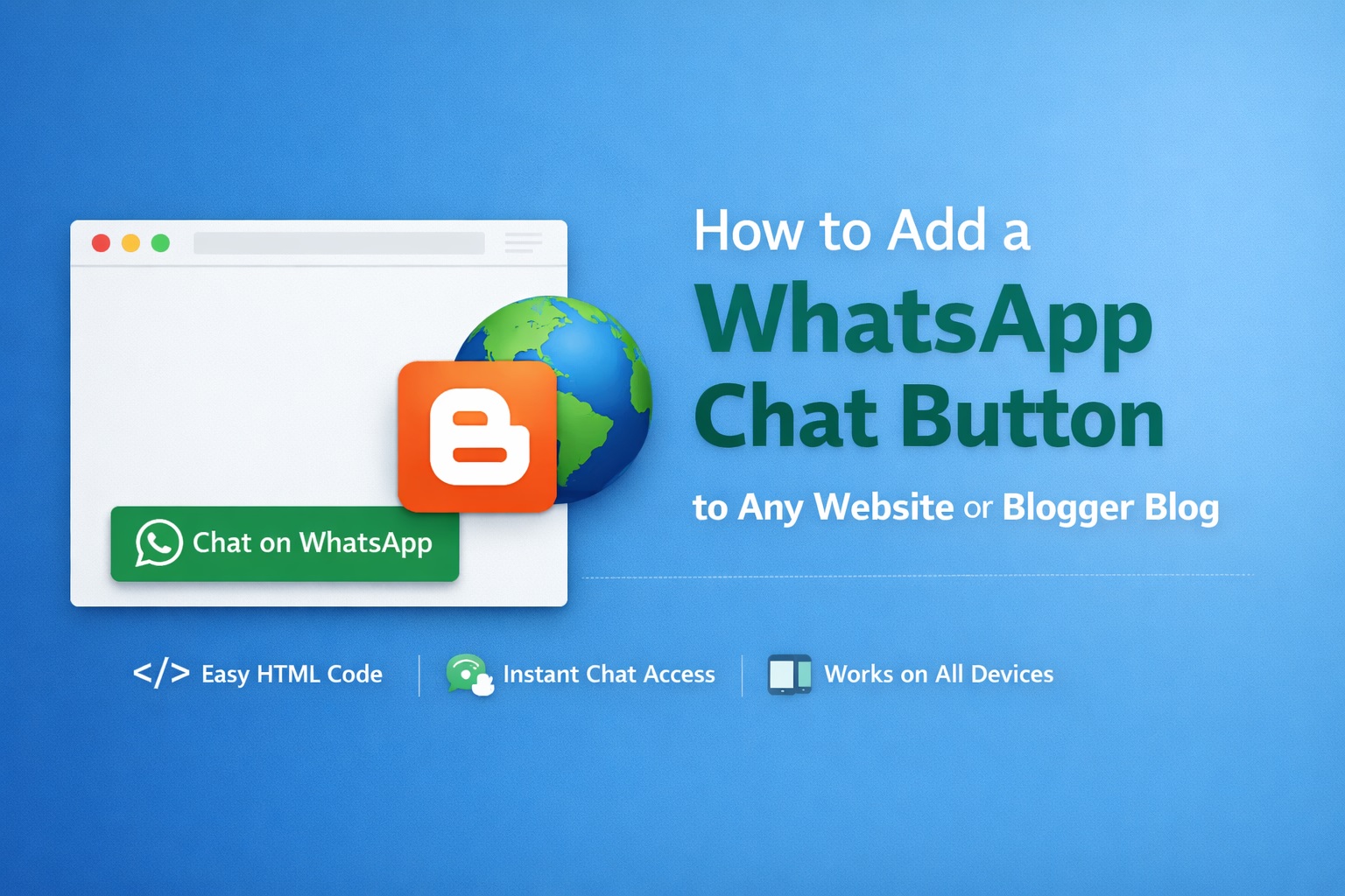 WhatsApp Chat Button to Any Website or Blogspot Blog